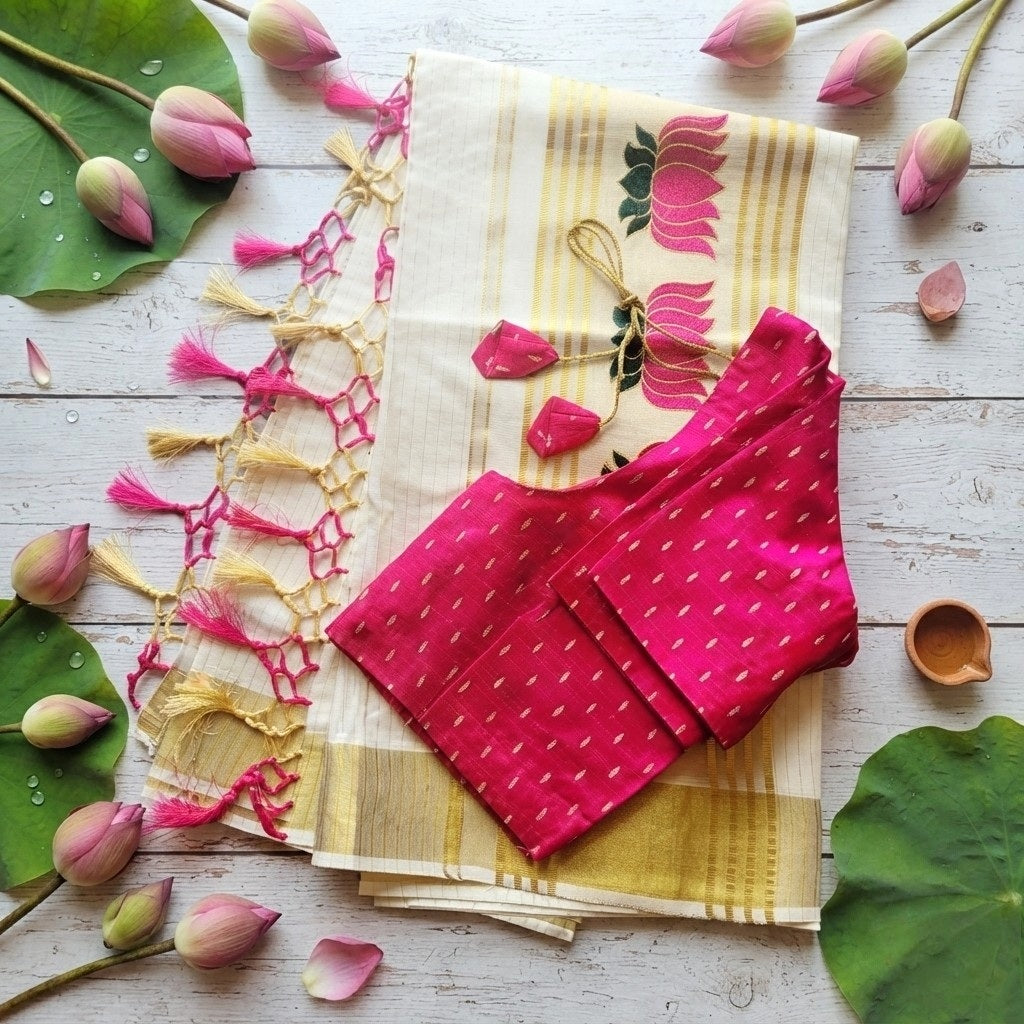 Tissue Silk Saree with Stitched Blouse(Delivery in 3-5 days )