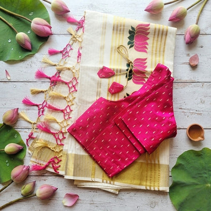 Tissue Silk Saree with Stitched Blouse(Delivery in 3-5 days )