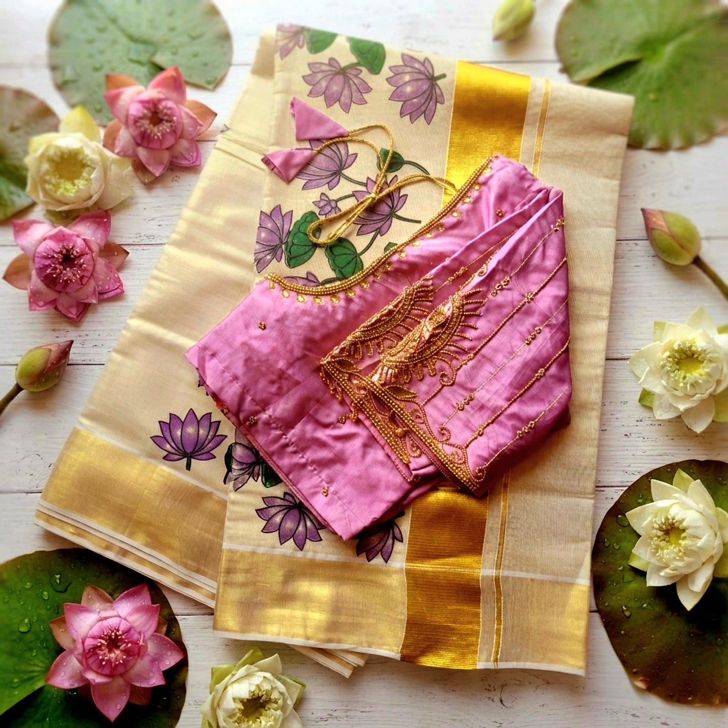 Tissue Silk Saree with Stitched Blouse(Delivery in 3-5 days )