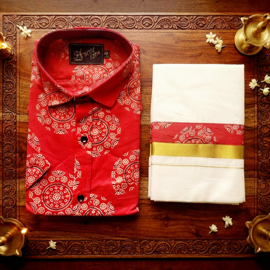 Men's Cotton Printed shirt  and Dhoti