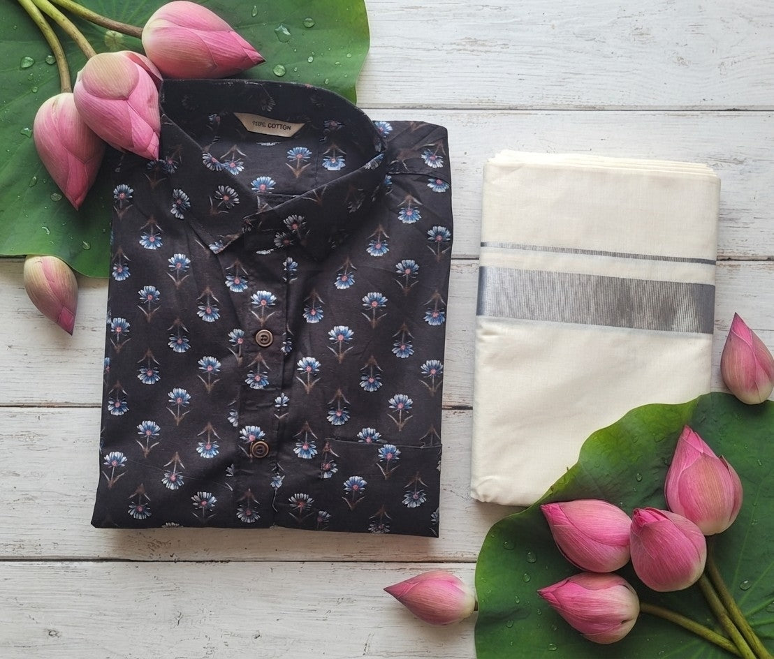 Men's Cotton shirt and  Dhoti(Delivery in 3-5 days )