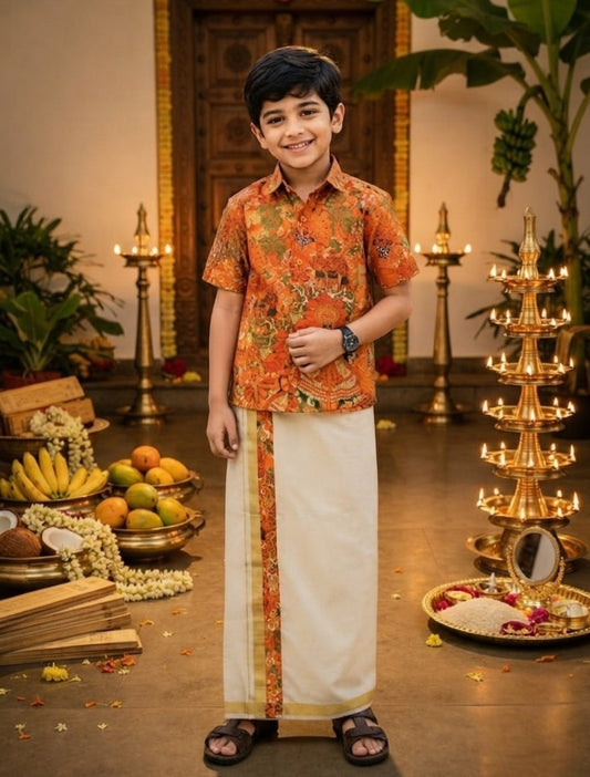 Boys printed Shirt and Dhoti (Delivery in 13-18days )