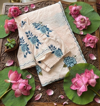 Premium mul cotton Kerala Saree with Stitched  Blouse (Delivery in 18-23 days )