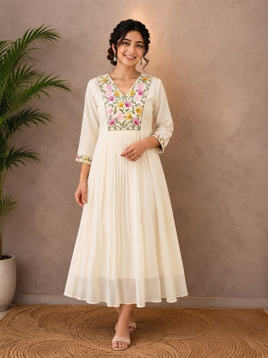 Mul chanderi silk kurti ,(Delivery in 12 to 18 days