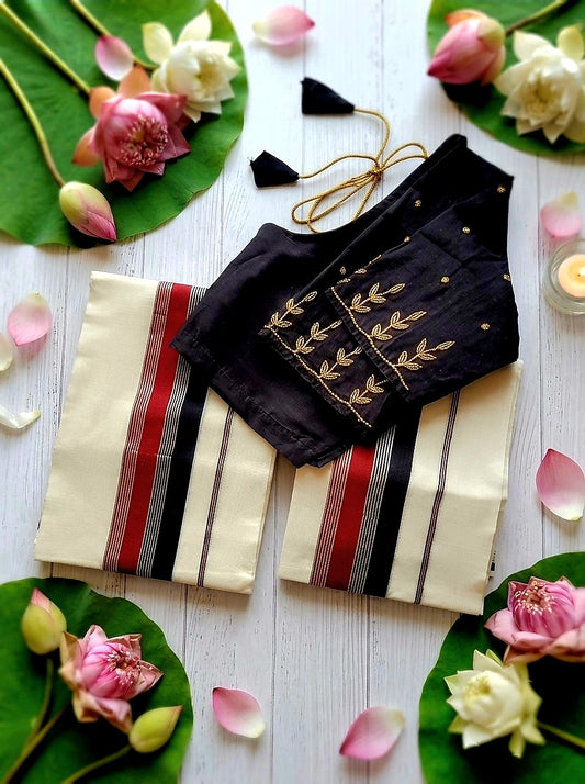 Set Mundu with Blouse(Delivery in 3-5 days )