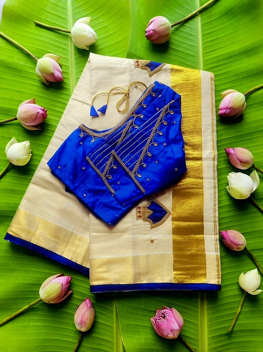 Set Saree with stitched handwork blouse (Delivery in 3 to 5days )