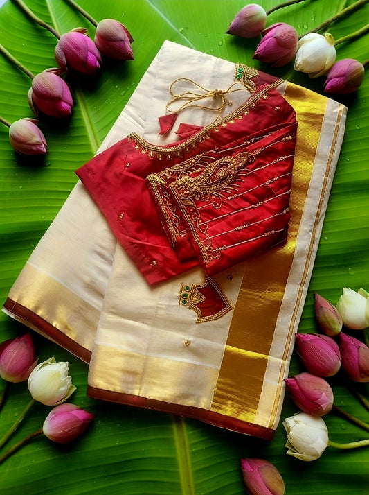 Tissue silk Set saree with blouse (Delivery in 3 -5days )