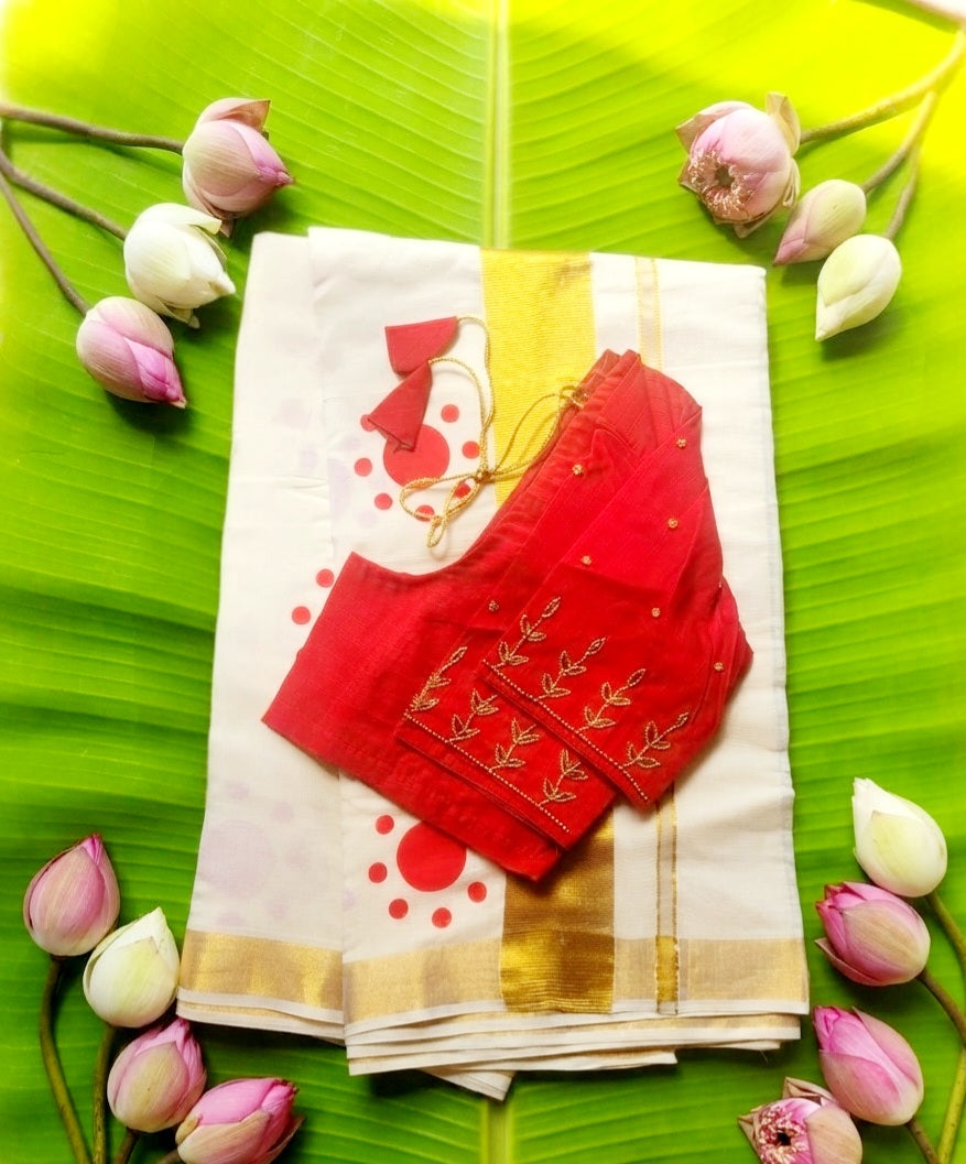 Set saree with stitched blouse (Delivery in 3 -5 days )