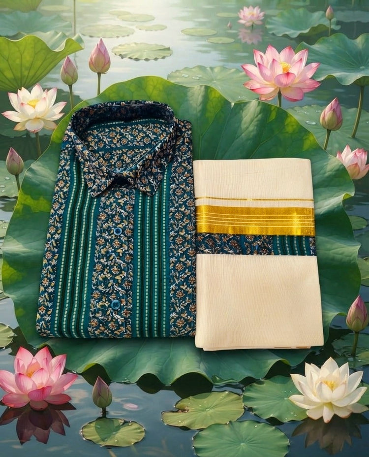 Men's  Printed shirt and Dhoti (Delivery in 7-10working days)