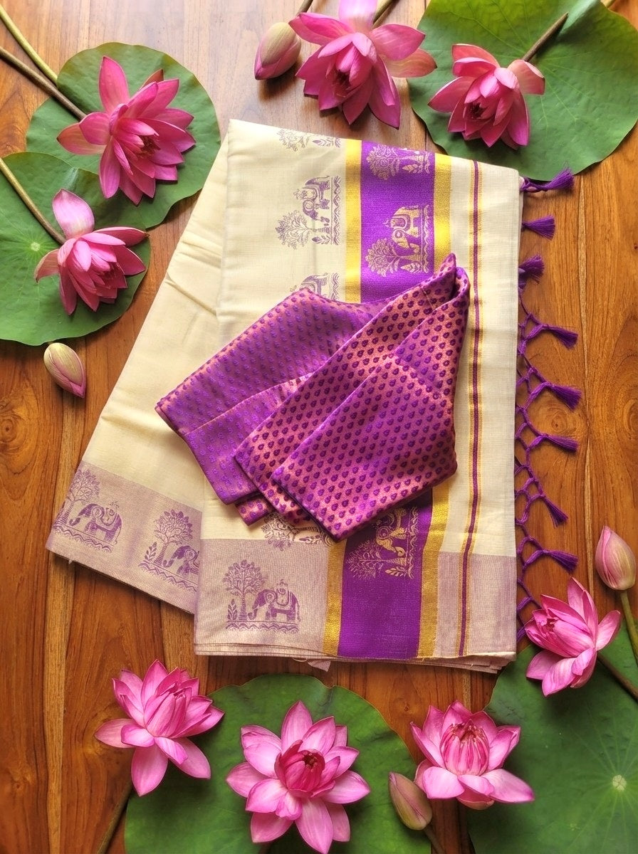 Tissue Silk Saree with Stitched Hand Work Blouse( Delivery in 3 -5 working days)