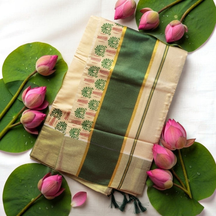 Onam special Tissue Silk saree (Delivery in 2-5 working days)