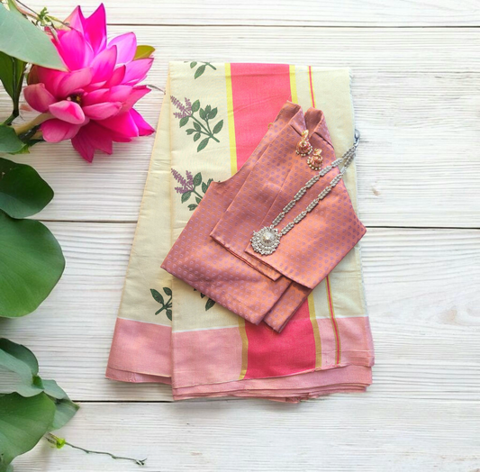 Kerala set saree with blouse