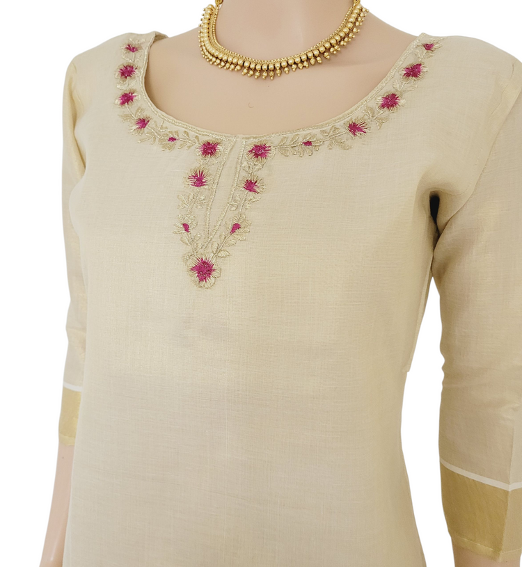 Tissue silk embroidered kurti (Delivery in 5 -7 days )