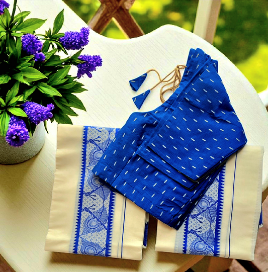 Set mundu with Stitched blouse