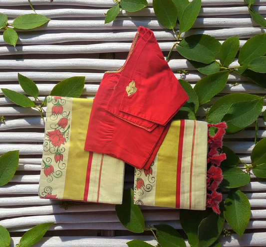 Set mundu with blouse (Delivery in 2 -4 days )