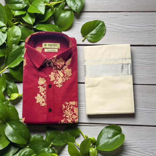 Men's Printed shirt and Dhoti (Delivery in 3-5 days )