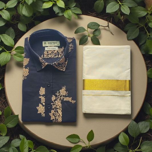 Men's Printed Shirt and Dhoti (Delivery in 3-5 days )