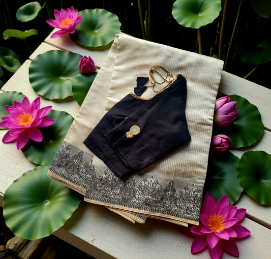 Semisilk saree with stitched blouse (Delivery in 3to5 days )