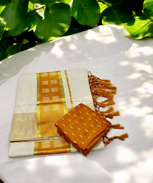 Pre order Kerala Tissue silk set saree