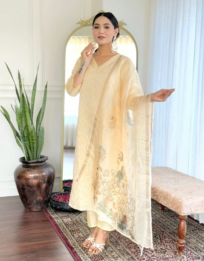 Silk kurti with pant and Duppatta pre order