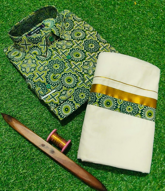 Men's Ajrak print shirt and Dhoti Delivery in 3-5 days