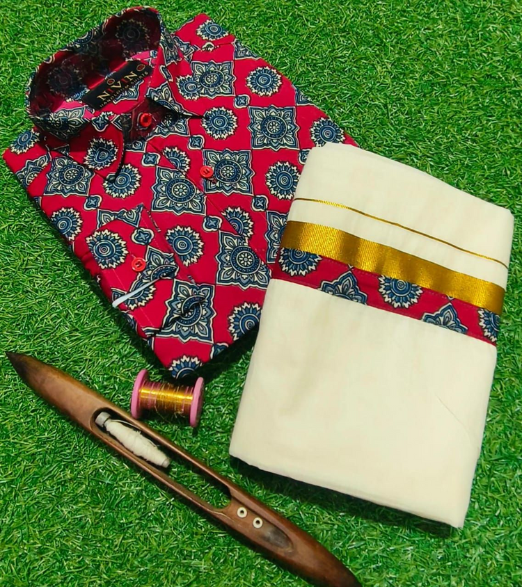 Men's Ajrak print Shirt and Dhoti (Pre- order ,Delivery in  5 to 8  working days )