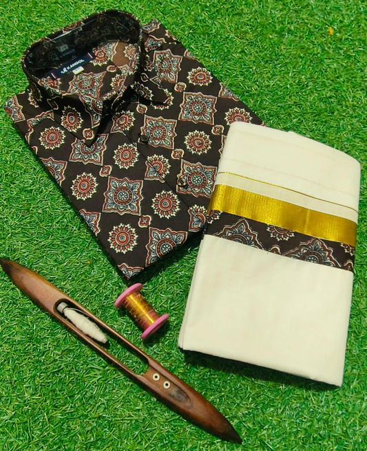 Men's Ajrak printed Shirt and Dhoti (Delivery in 2-5 days )