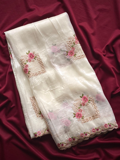 Paper silk saree with banarasi blouse (Delivery in 20-25 working days )