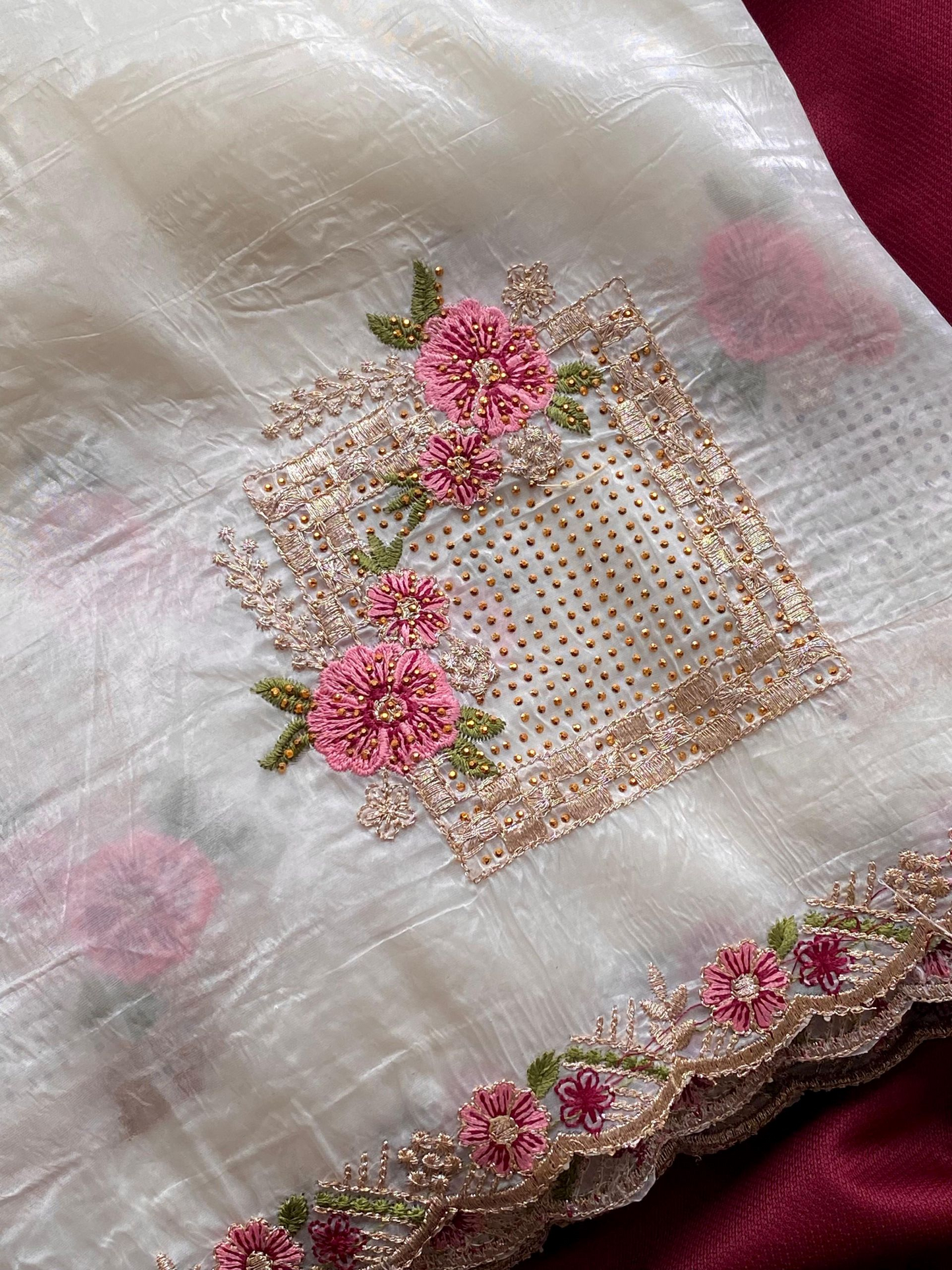 Paper silk saree with banarasi blouse (Delivery in 20-25 working days )