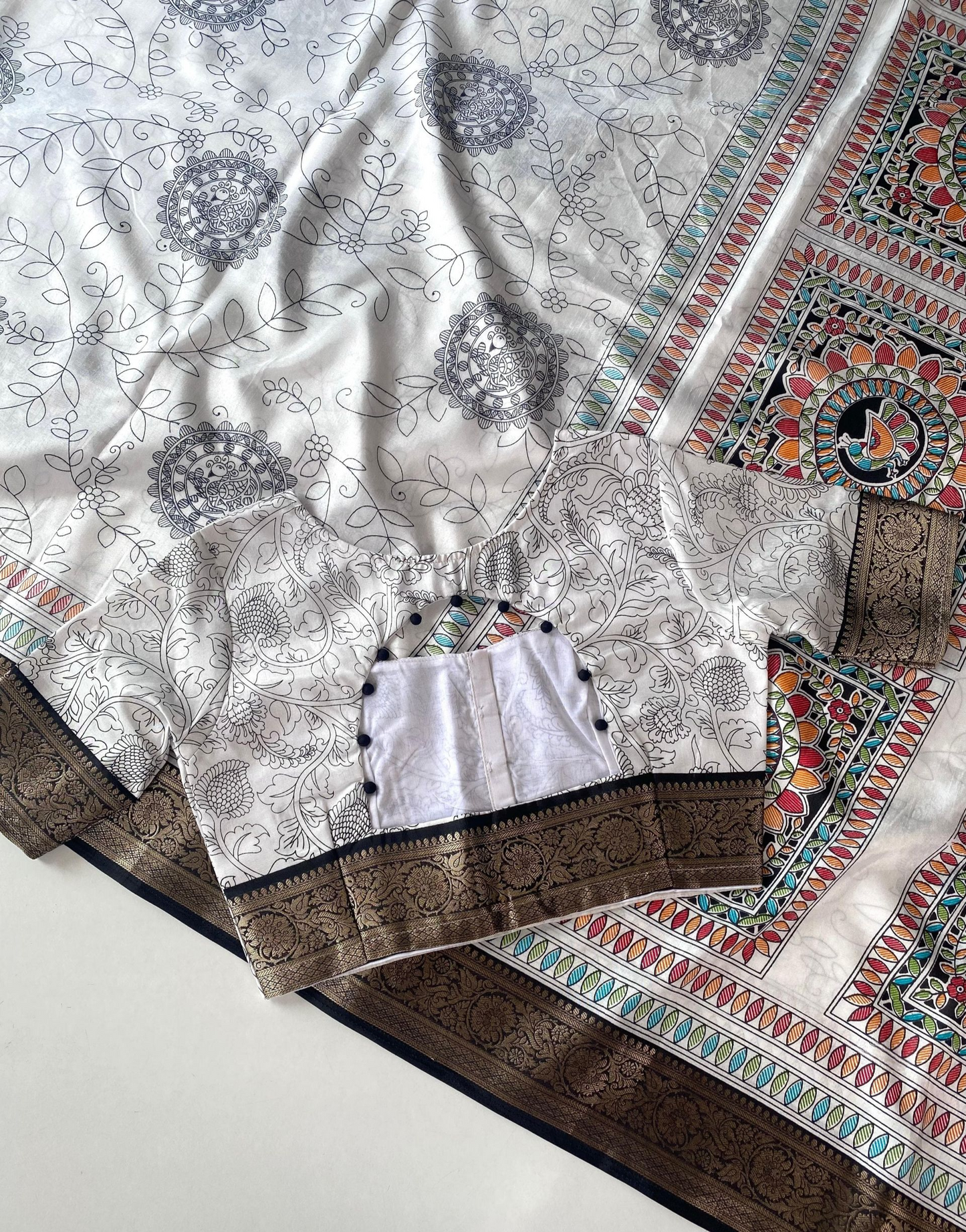 Dola Silk saree with stitched blouse (Delivery in 20-25 working days )