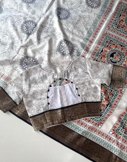 Dola Silk saree with stitched blouse (Delivery in 20-25 working days )