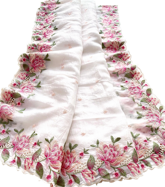 Beautiful crush silk saree with blouse material (Delivery in 18 -23 working days )