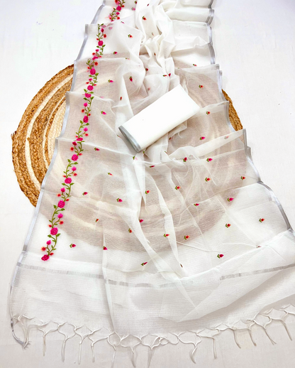 Kota Doriya Embroidered saree (Delivery in 18 -23 Days )