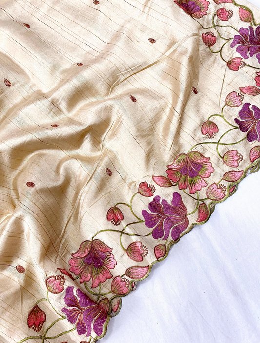 Beautiful Tussar silk sree (Delivery in 15-20 working days)