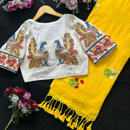 Beautiful Khadi cotton saree with blouse (Delivery in 20-25 working Days)