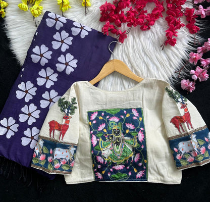 Khadi cotton saree with blouse (Delivery in 20-25 working Days)