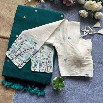 Beautiful Khadi cotton saree with blouse (Delivery in 20-25 working Days)