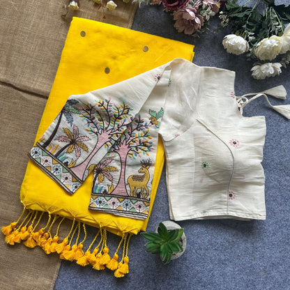 Beautiful Khadi cotton saree with blouse (Delivery in 20-25 working Days)