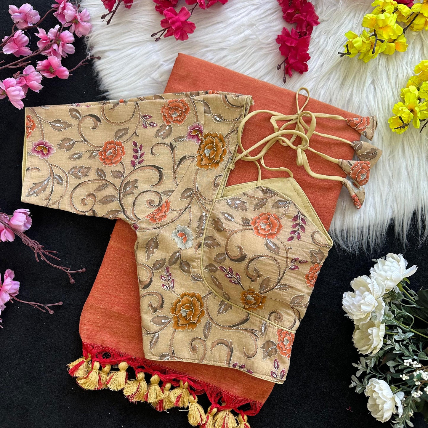 Beautiful Khadi cotton saree with blouse (Delivery in 20-25 working Days)