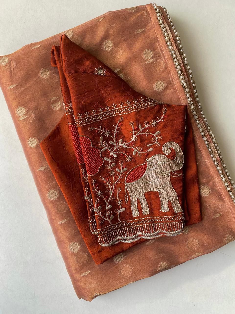 Beautiful silk saree with blouse(Delivery in 20-25 working Days)