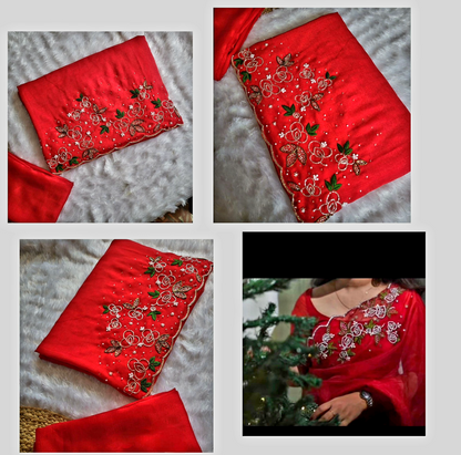 Semisilk saree with stitched blouse (Delivery in 18-23 days )