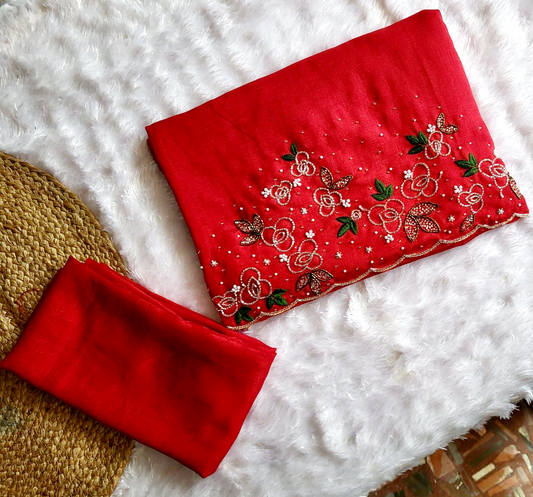 Semisilk saree with stitched blouse (Delivery in 18-23 days )