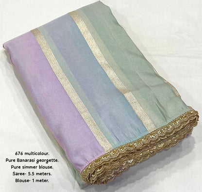 Beautiful Banarasi Georgette saree with blouse (Delivery in 25 to 28 days )