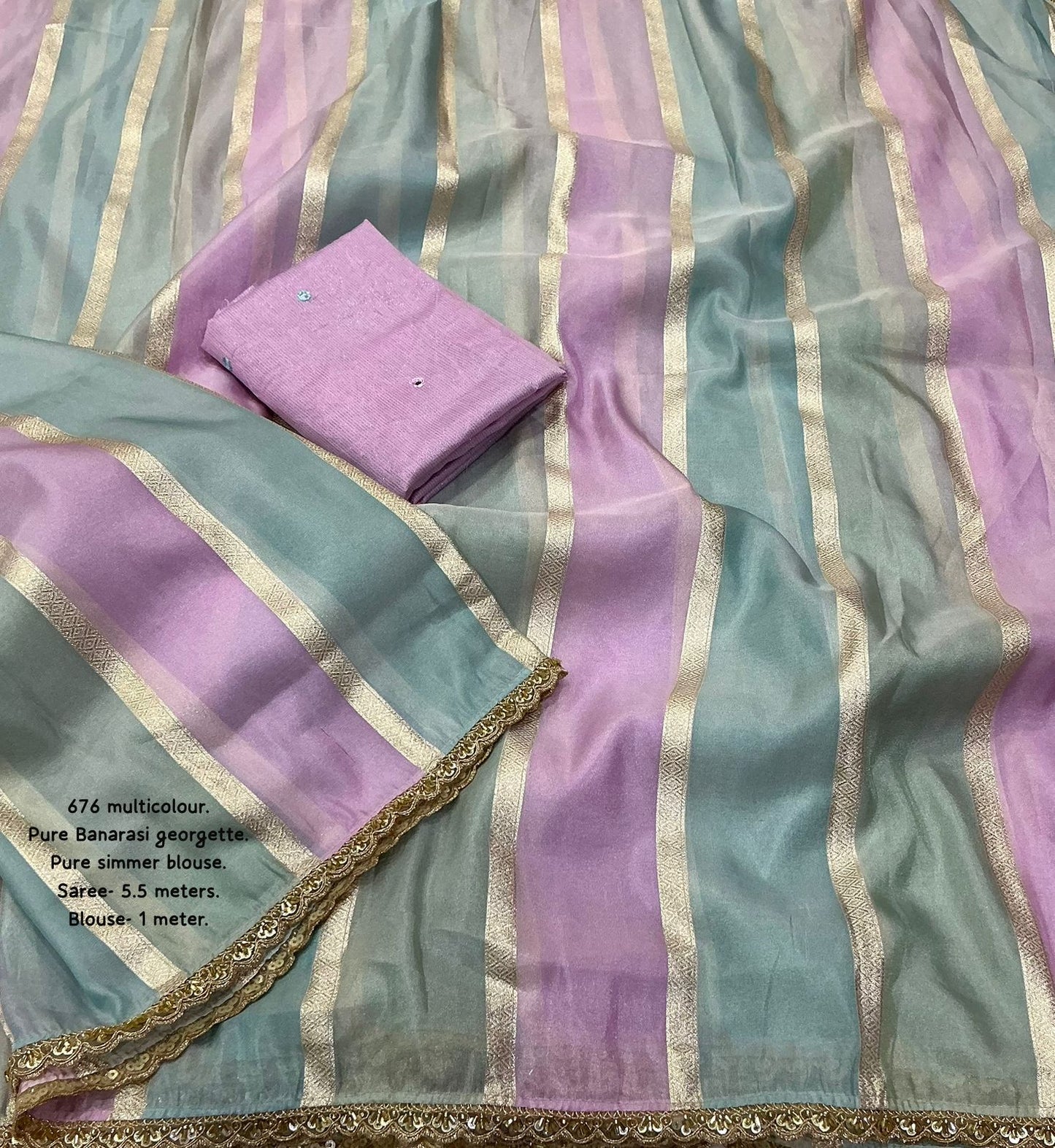 Beautiful Banarasi Georgette saree with blouse (Delivery in 25 to 28 days )