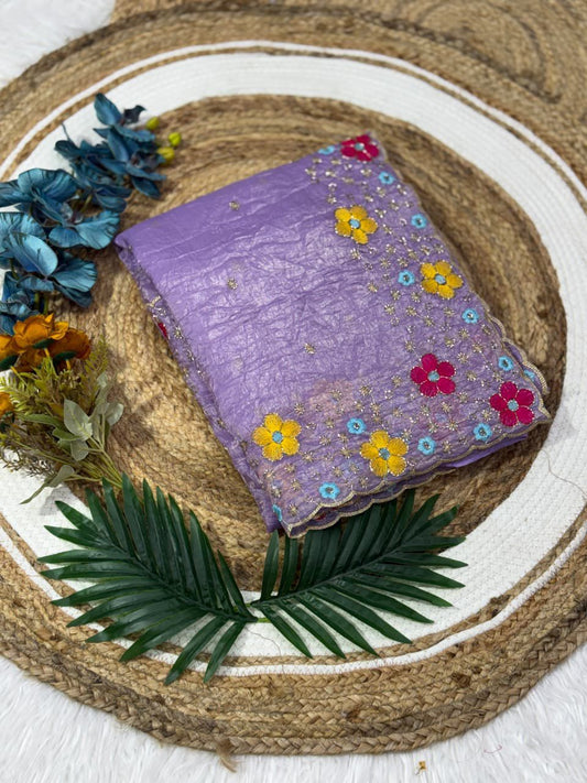 Beautiful crush silk saree with blouse (Delivery in 20-25 working Days)