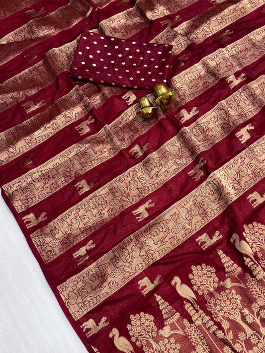 Beautiful Moonga silk saree (Delivery in 20-25 working Days)