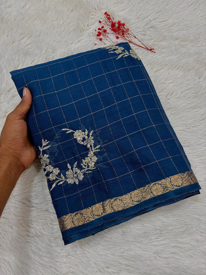 An elegant crush silk saree with embroidery (Delivery in 20-25 working Days)