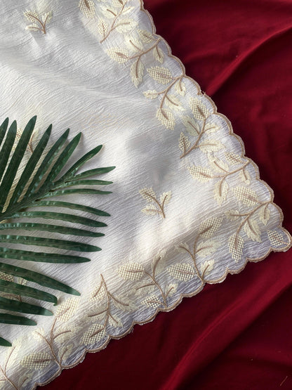 Beautiful crushed Georgette saree with stitched blouse (Delivery in 20-25 working Days)