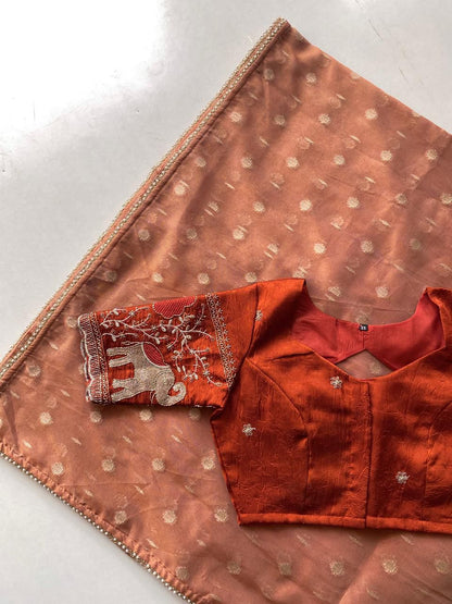 Beautiful silk saree with blouse(Delivery in 20-25 working Days)