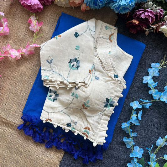 Beautiful Khadi cotton saree with blouse (Delivery in 20-25 working Days)